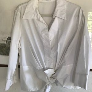 Elegant cotton tie blouse